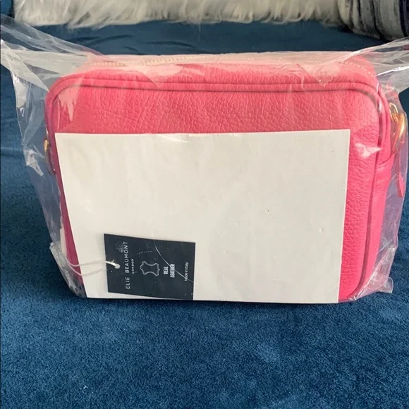 Elie Beaumont London Vibrant Pink Crossbody Bag with Shoulder Strap & Tassel. - Picture 7 of 8